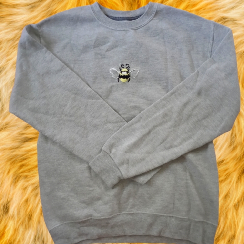 Hand embroidered bumble bee sweatshirt